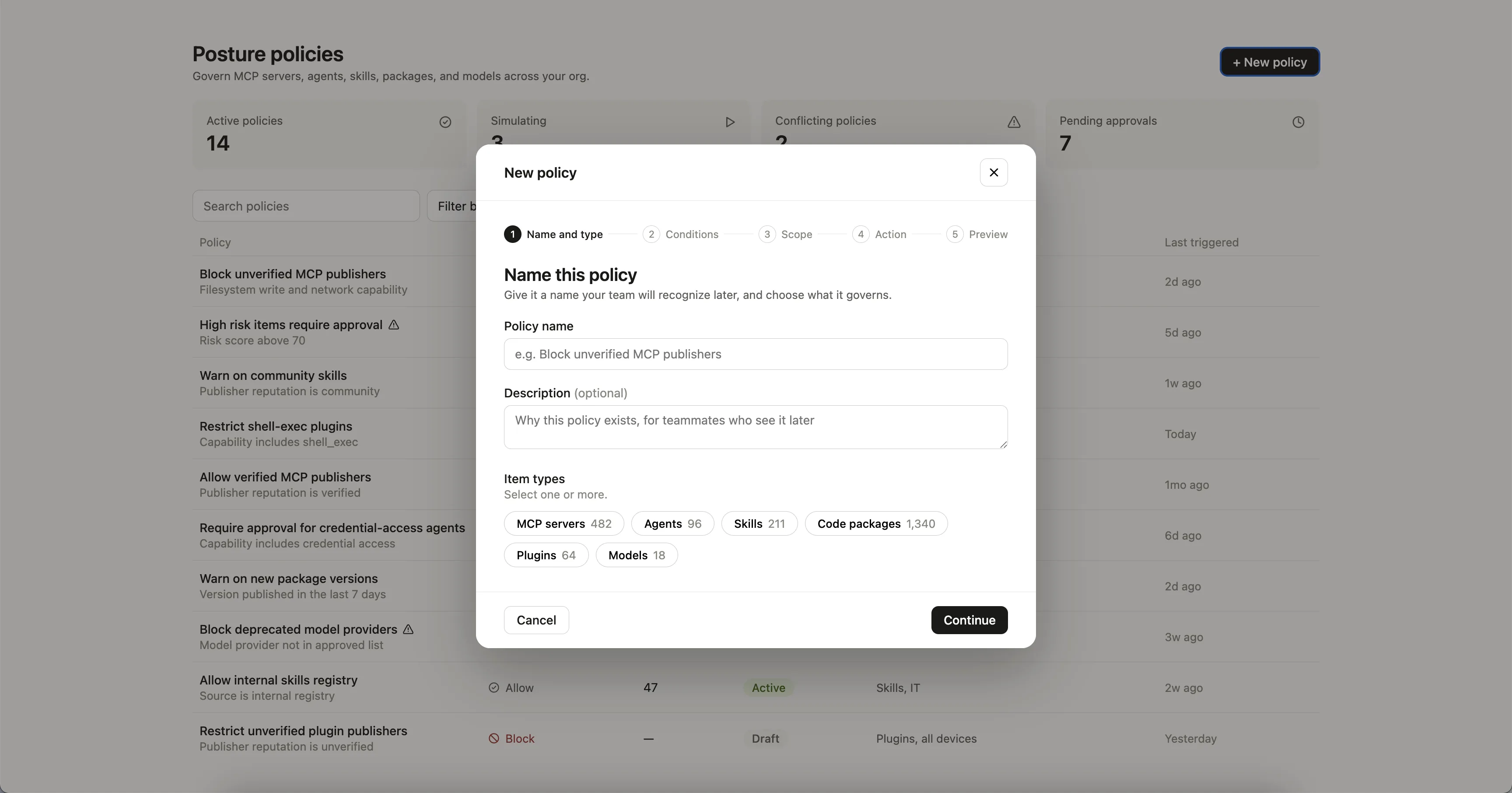 AI Security - policy management interface