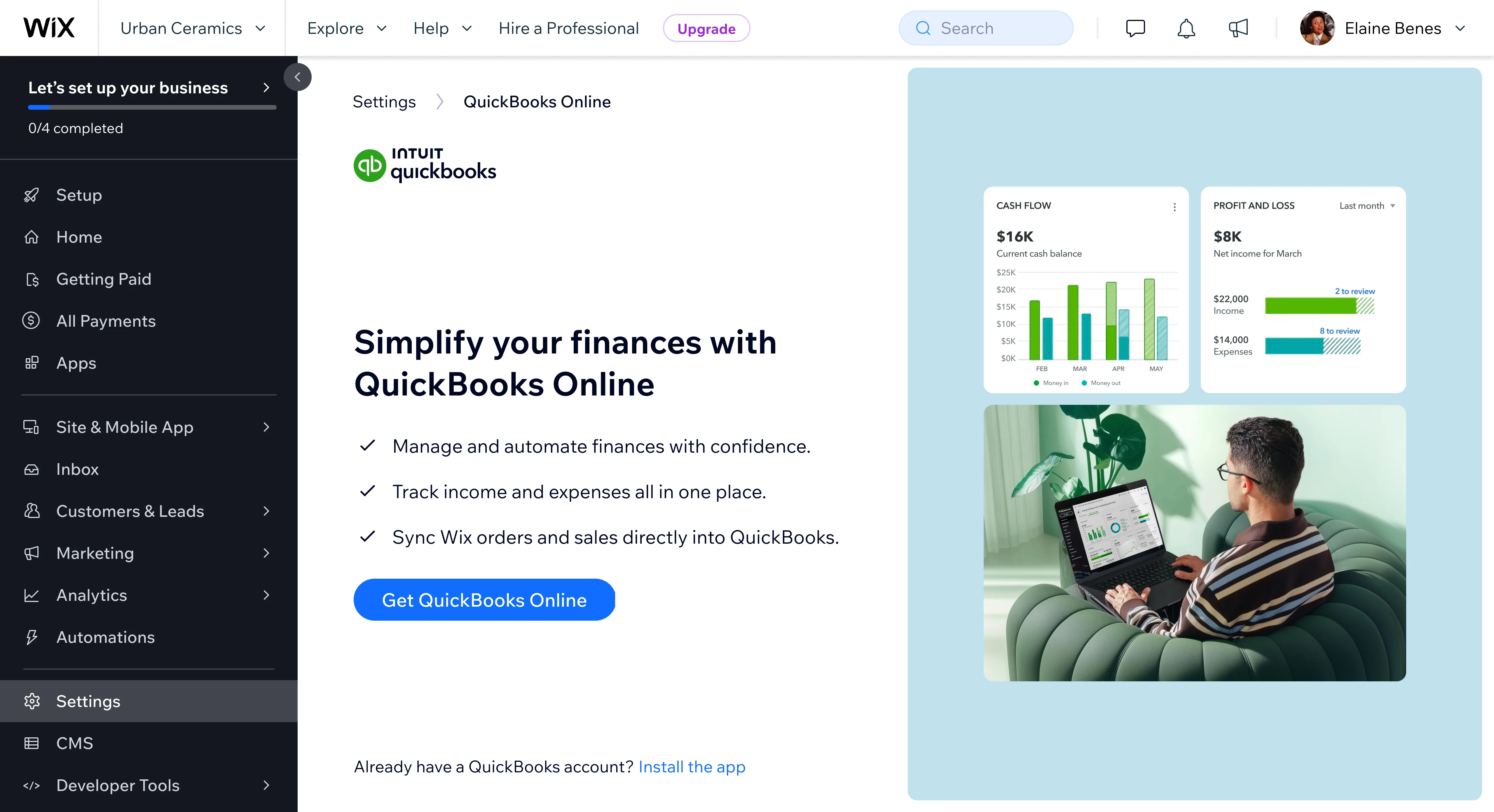 QuickBooks - Wix x Intuit integration