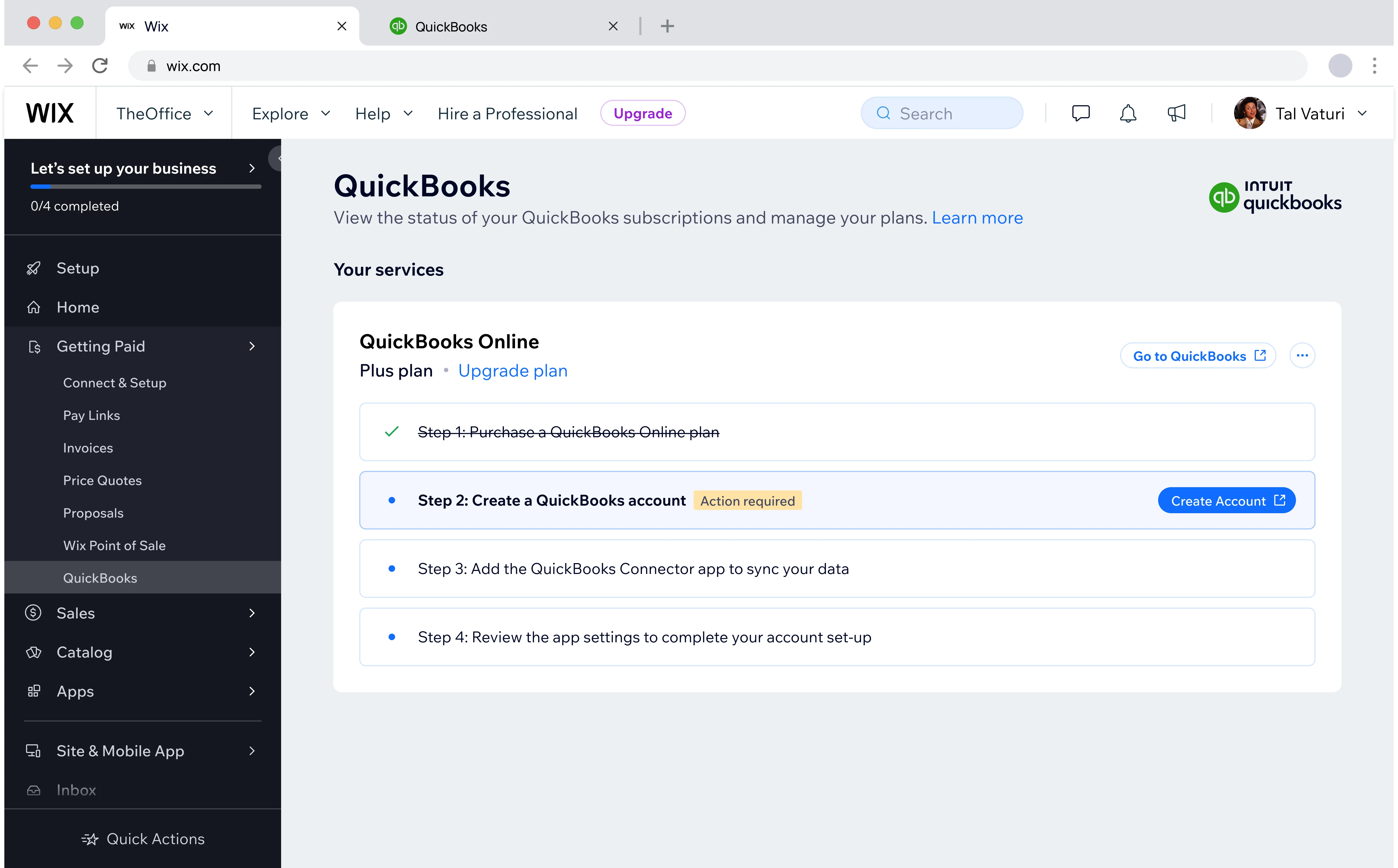 QuickBooks - status overview