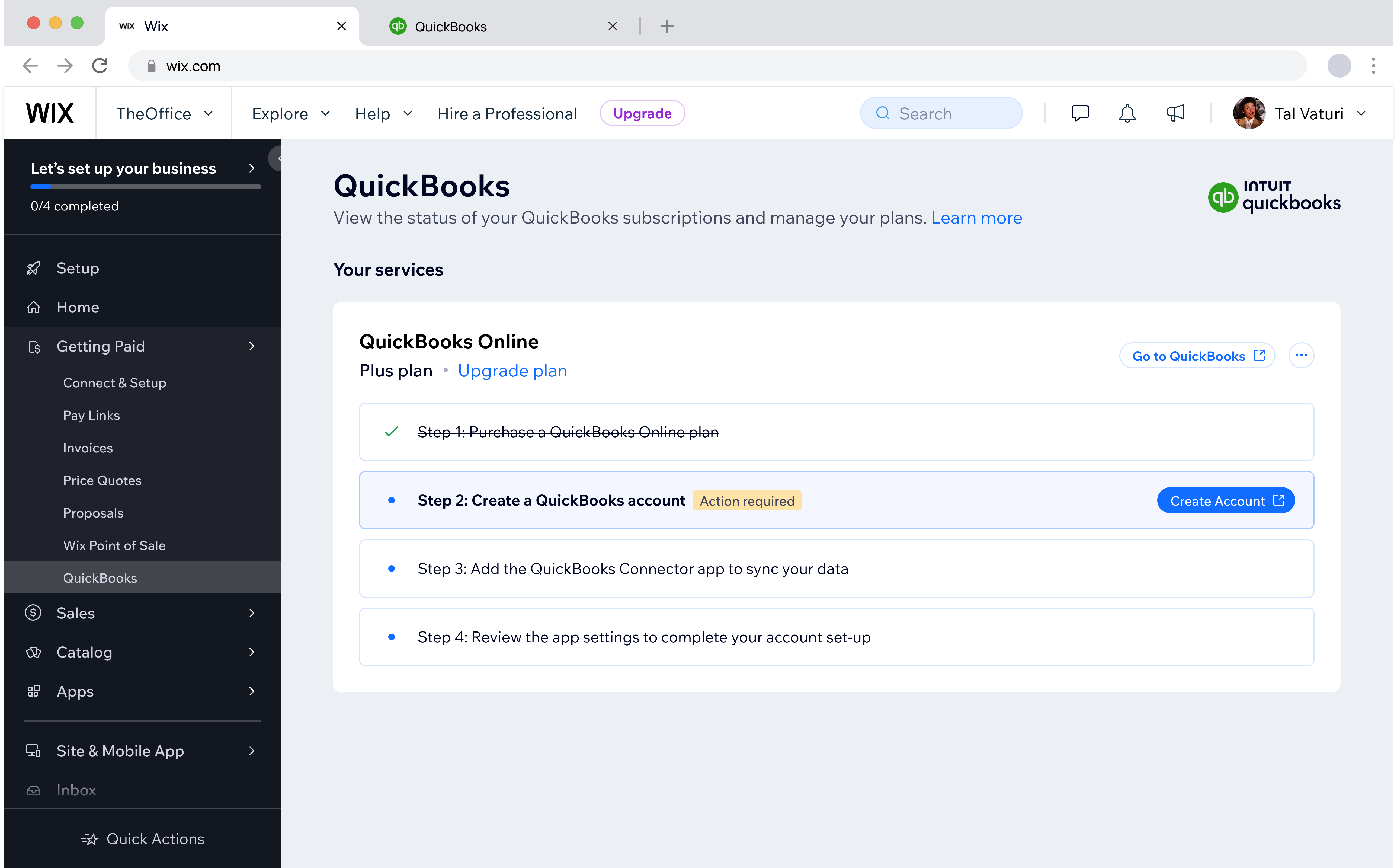 QuickBooks - Management page 1
