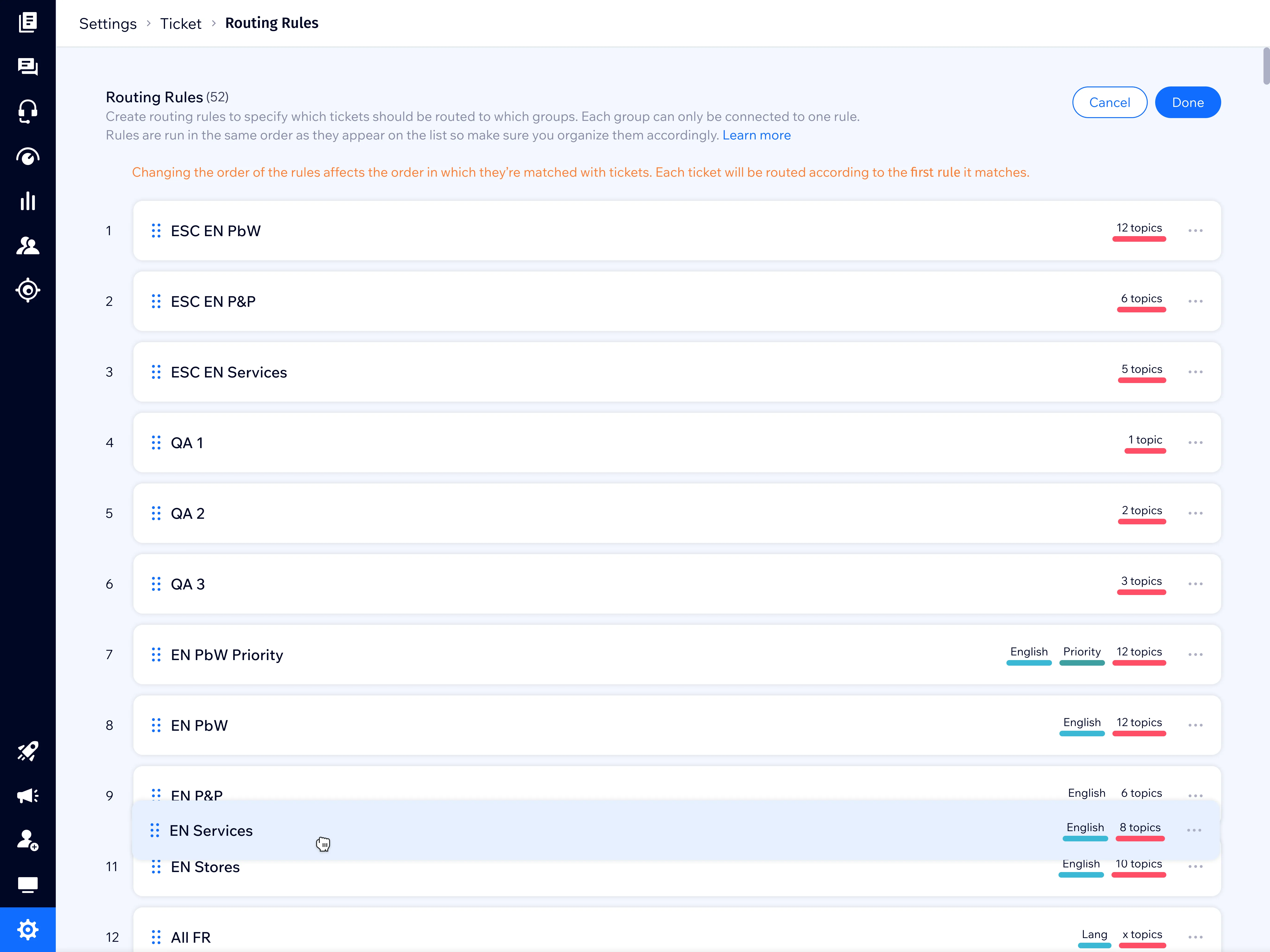 Routing Engine - rules interface